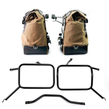 Paire de sacoches cavalières Cult en Toile 40L - 50L + Paire de plaques aluminium + Cadre pour sacs Atlas en aluminium Triumph Street Scrambler 900 (à partir de 2026)