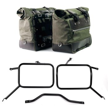 Paire de sacoches cavalières Cult en Toile 40L - 50L + Paire de plaques aluminium + Cadre pour sacs Atlas en aluminium Triumph Street Scrambler 900 (à partir de 2026)