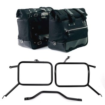 Paire de sacoches cavalières Cult en Toile 40L - 50L + Paire de plaques aluminium + Cadre pour sacs Atlas en aluminium Triumph Street Scrambler 900 (à partir de 2026)