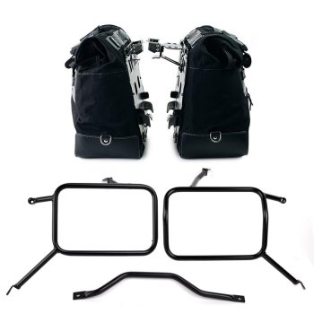 Paire de sacoches cavalières Cult en Toile 40L - 50L + Paire de plaques aluminium + Cadre pour sacs Atlas en aluminium Triumph Street Scrambler 900 (à partir de 2026)