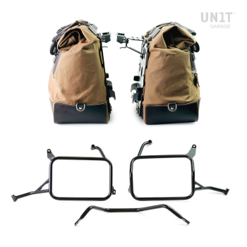 Paire de sacoches cavalières Cult en Toile 40L - 50L + Paire de plaques aluminium + Cadres de sacoches en aluminium Atlas Yamaha Ténéré 700