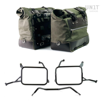 Paire de sacoches cavalières Cult en Toile 40L - 50L + Paire de plaques aluminium + Cadres de sacoches en aluminium Atlas Yamaha Ténéré 700