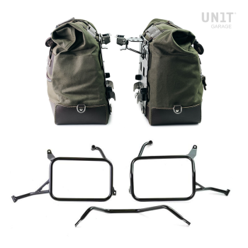 Paire de sacoches cavalières Cult en Toile 40L - 50L + Paire de plaques aluminium + Cadres de sacoches en aluminium Atlas Yamaha Ténéré 700