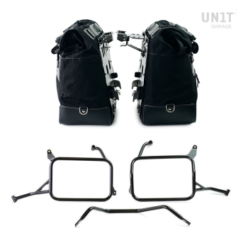 Paire de sacoches cavalières Cult en Toile 40L - 50L + Paire de plaques aluminium + Cadres de sacoches en aluminium Atlas Yamaha Ténéré 700