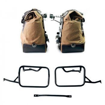 Paire de sacoches latérales Cult en Toile 40L - 50L + Paire de plaques aluminium + Cadres pour sacoches aluminium BMW R1300GS