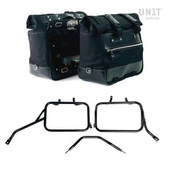 Paire de sacoches cavalières Cult en Toile 40L - 50L + Paire de plaques aluminium + Cadres de sacoches en aluminium Triumph Tracker 400