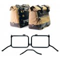 Paire de sacoches latérales Cult Canvas 40L - 50L + Paire de plaques en aluminium + Cadres Royal Enfield Himalayan 450 pour échappement d'origine (à partir de 2024)