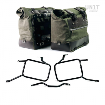 Paire de sacoches cavalières Cult en Toile 40L - 50L + Paire de plaques aluminium + Cadres Triumph Street Scrambler pour sacoches aluminium Atlas