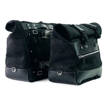 Paire de sacoches cavalières Cult en croûte de cuir 40L - 50L + Plaque Aluminium