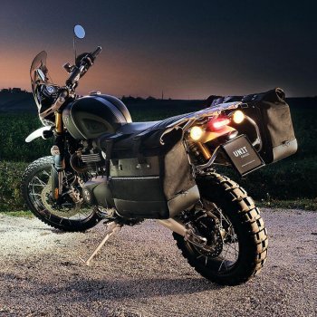 Paire de sacoches cavalières Cult en croûte de cuir 40L - 50L + Plaque Aluminium