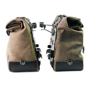 Paire de sacoches cavalières Cult en croûte de cuir 40L - 50L + Plaque Aluminium