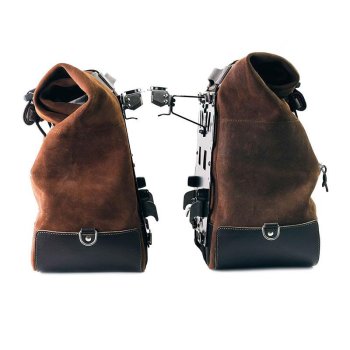Paire de sacoches cavalières Cult en croûte de cuir 40L - 50L + Plaque Aluminium