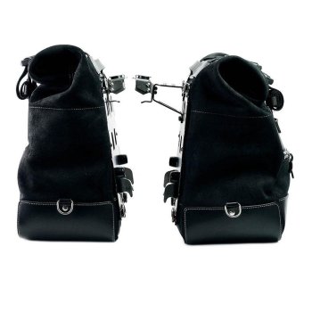 Paire de sacoches cavalières Cult en croûte de cuir 40L - 50L + Plaque Aluminium