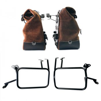 Paire de sacoches cavalières Cult en croûte de cuir 40L - 50L + Plaque Aluminium + Cadres de valises latérales en aluminium Atlas pour KTM 1290/1390 Super Adventure S-R