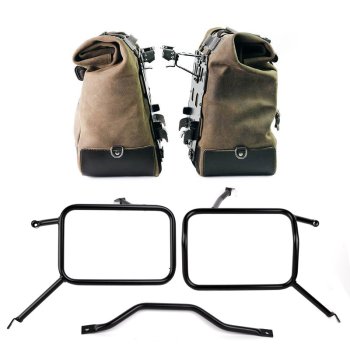 Paire de sacoches cavalières Cult en croûte de cuir 40L - 50L + Plaque Aluminium + Cadre pour sacs Atlas en aluminium Triumph Street Scrambler 900 (à partir de 2026)