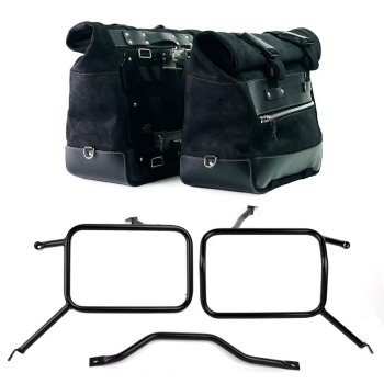 Paire de sacoches cavalières Cult en croûte de cuir 40L - 50L + Plaque Aluminium + Cadre pour sacs Atlas en aluminium Triumph Street Scrambler 900 (à partir de 2026)