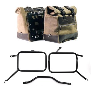 Paire de sacoches cavalières Cult en croûte de cuir 40L - 50L + Plaque Aluminium + Cadre pour sacs Atlas en aluminium Triumph Street Scrambler 900 (à partir de 2026)