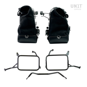 Paire de sacoches cavalières Cult en croûte de cuir 40L - 50L + Plaque Aluminium + Cadres de sacoches en aluminium Atlas Yamaha Ténéré 700