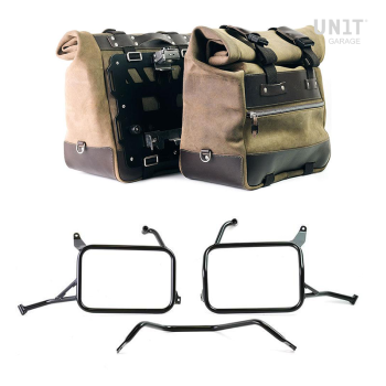 Paire de sacoches cavalières Cult en croûte de cuir 40L - 50L + Plaque Aluminium + Cadres de sacoches en aluminium Atlas Yamaha Ténéré 700