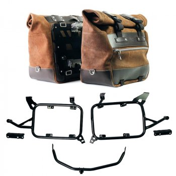 Paire de sacoches latérales Cult en cuir Crust 40L - 50L + Plaque aluminium + Cadres de valises aluminium BMW F900GS ADV