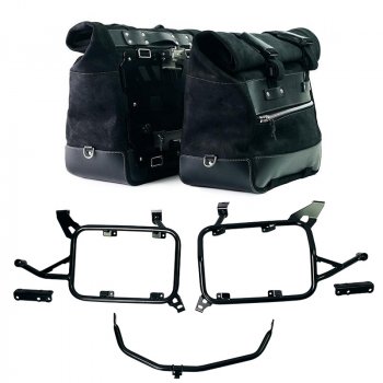 Paire de sacoches latérales Cult en cuir Crust 40L - 50L + Plaque aluminium + Cadres de valises aluminium BMW F900GS ADV