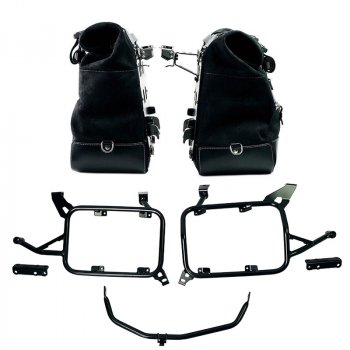 Paire de sacoches latérales Cult en cuir Crust 40L - 50L + Plaque aluminium + Cadres de valises aluminium BMW F900GS ADV