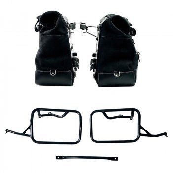 Paire de sacoches latérales Cult en croûte de cuir 40L - 50L + Plaque aluminium + Cadres pour sacoches aluminium BMW R12 NineT