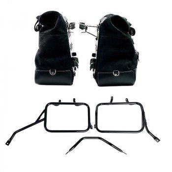 Paire de sacoches cavalières Cult en croûte de cuir 40L - 50L + Plaque Aluminium + Cadres de sacoches en aluminium Triumph Speed 400 & Scrambler 400 X