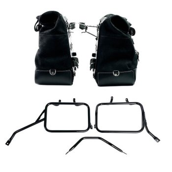 Paire de sacoches cavalières Cult en croûte de cuir 40L - 50L + Plaque Aluminium + Cadres de sacoches en aluminium Triumph Tracker 400