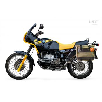 Paire de sacoches cavalières Cult en croûte de cuir 40L - 50L + Plaque Aluminium + Cadres R80-R100GS