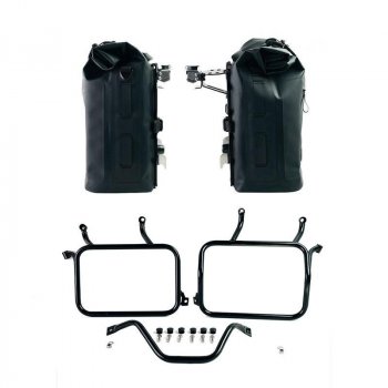 Deux sacoches cavalières Khali en TPU 35L - 45L + Paire de plaques aluminium + Cadres Ducati DesertX