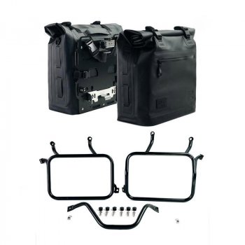 Deux sacoches cavalières Khali en TPU 35L - 45L + Paire de plaques aluminium + Cadres Ducati DesertX