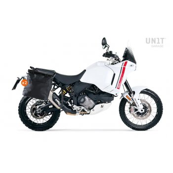 Deux sacoches cavalières Khali en TPU 35L - 45L + Paire de plaques aluminium + Cadres Ducati DesertX