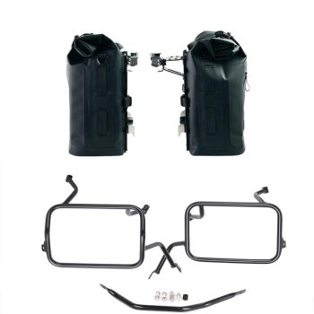 Deux sacoches cavalières Khali en TPU 35L - 45L + Paire de plaques aluminium + Cadres de sacoches en aluminium Atlas BMW F450GS