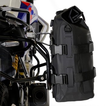 Deux sacoches cavalières Khali en TPU 35L - 45L + Paire de plaques aluminium + Cadres de sacoches en aluminium Atlas BMW F450GS