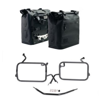 Deux sacoches cavalières Khali en TPU 35L - 45L + Paire de plaques aluminium + Cadres de sacoches en aluminium Atlas BMW F450GS