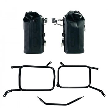 Deux sacoches cavalières Khali en TPU 35L - 45L + Paire de plaques aluminium + Cadres de sacoches en aluminium Moto Guzzi V85 TT (à partir de 2024)