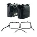 Deux sacoches cavalières Khali en TPU 35L - 45L + Paire de plaques aluminium + Cadres de sacoches en aluminium Triumph Thruxton 400