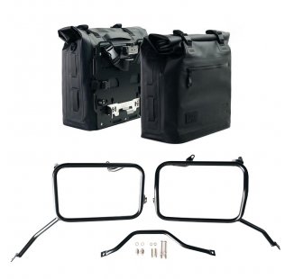 Deux sacoches cavalières Khali en TPU 35L - 45L + Paire de plaques aluminium + Cadres Triumph Scrambler 1200 X (à partir de 2025)