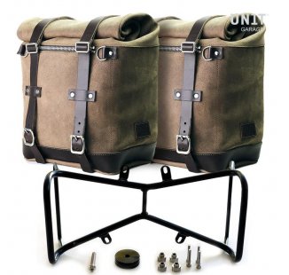 Deux sacs latéraux en cuir fendu + double cadre symétrique NineT