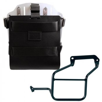 Porte-sac en aluminium avec façade en cuir réglable, attache rapide et cadre