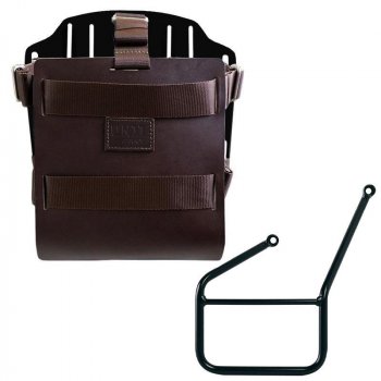 Porte-sac en aluminium avec façade en cuir réglable, attache rapide et cadre