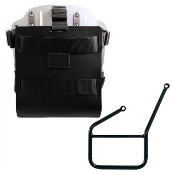 Porte-sac en aluminium avec façade en cuir réglable, attache rapide et cadre