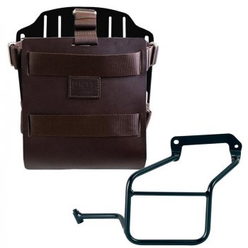 Porte-sac en aluminium avec façade en cuir réglable, attache rapide et cadre