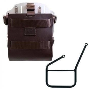 Porte-sac en aluminium avec façade en cuir réglable, attache rapide et cadre