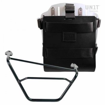 Porte-sac en aluminium avec façade en cuir réglable, attache rapide et cadre droit