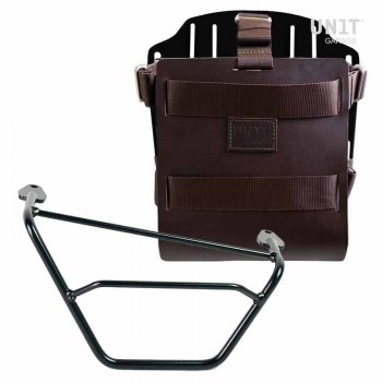 Porte-sac en aluminium avec façade en cuir réglable, attache rapide et cadre droit