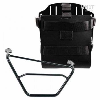 Porte-sac en aluminium avec façade en cuir réglable, attache rapide et cadre droit