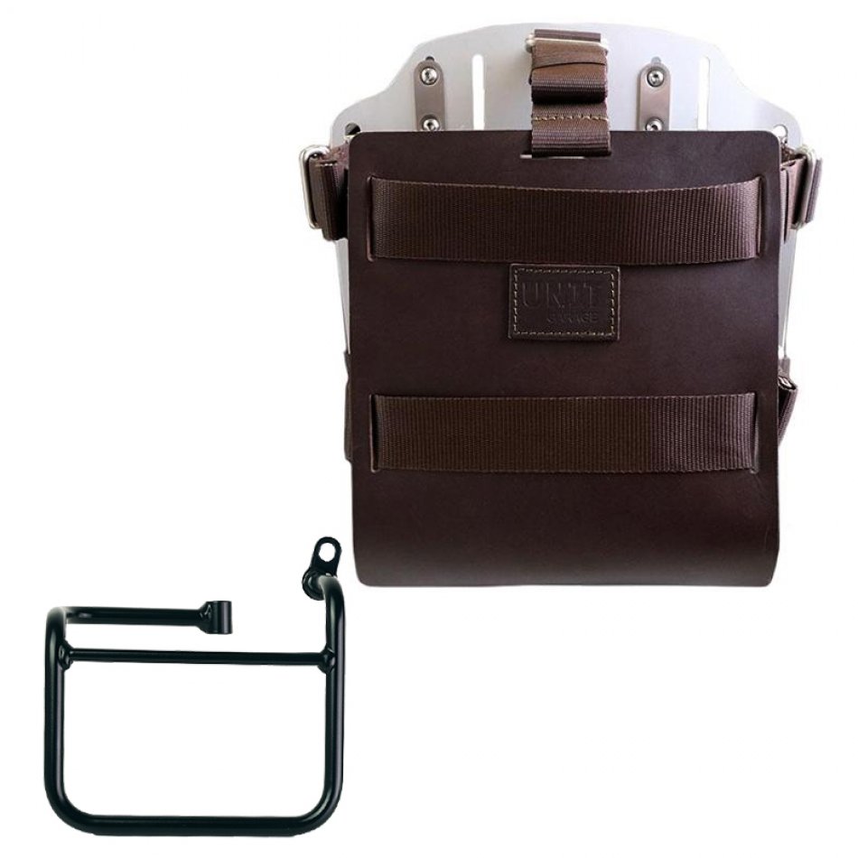 Support de sac en aluminium avec façade en cuir réglable et attache rapide + Cadre droit BMW CE 02