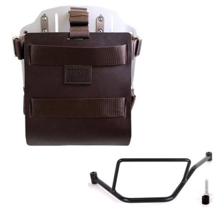 Support de sac en aluminium avec façade en cuir réglable et attache rapide + Cadre gauche de la BMW F450GS
